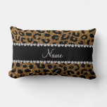 Custom Name Gold Glitter Cheetah Print Lumbar Pillow at Zazzle