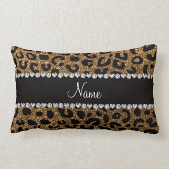 Custom Name Gold Glitter Cheetah Print Lumbar Pillow by Brothergravydesigns at Zazzle