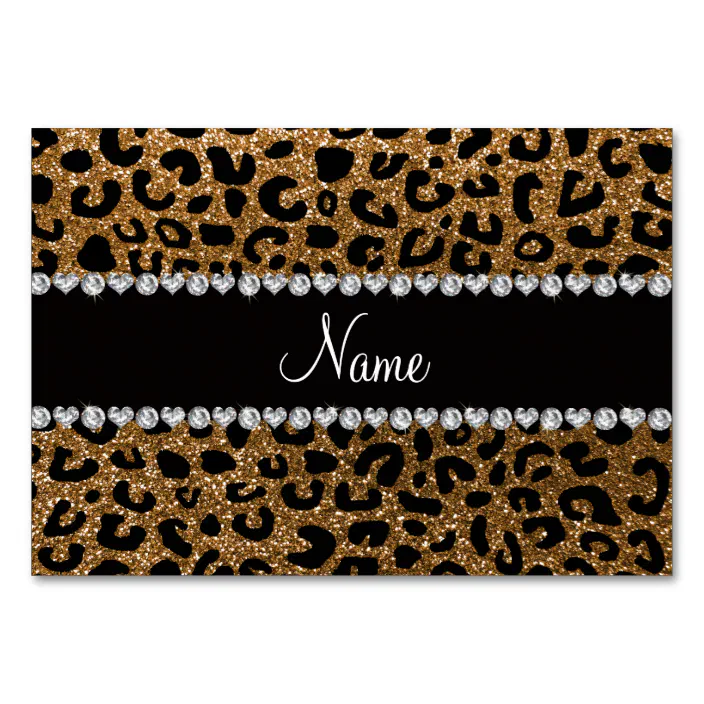 custom name gold glitter cheetah print table number zazzle com