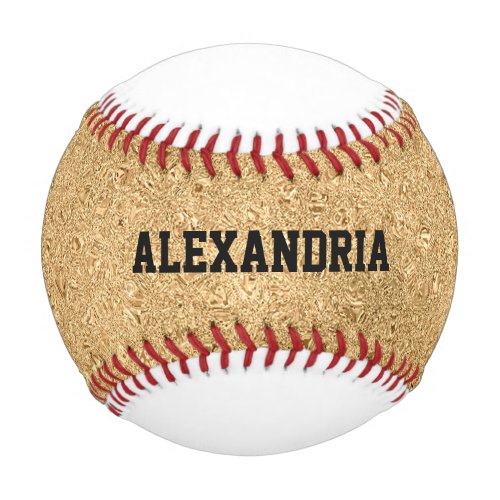 Custom Name Gold Glitter Foil Sparkle Baseball