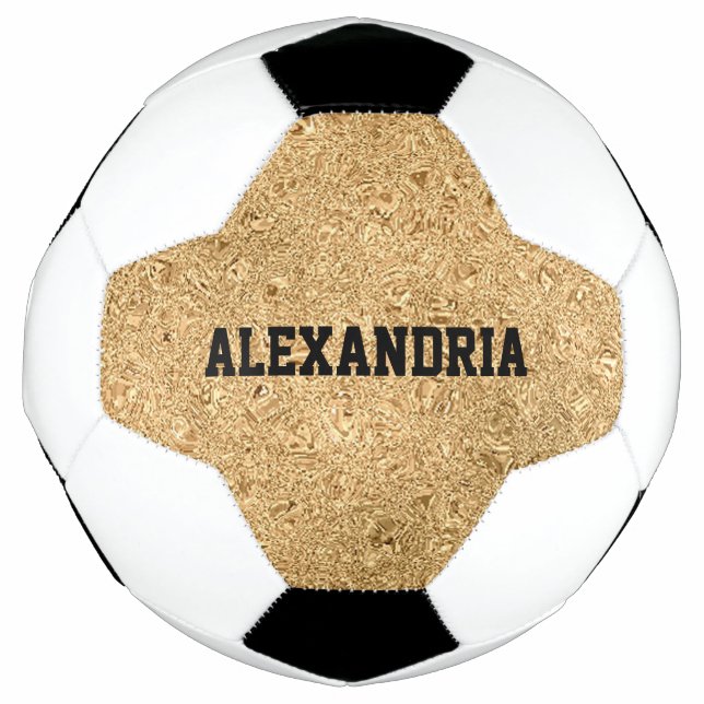Custom Name Gold Glitter Foil Sparkle Soccer Ball (Front)