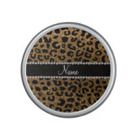 Custom name gold glitter leopard print bluetooth speaker