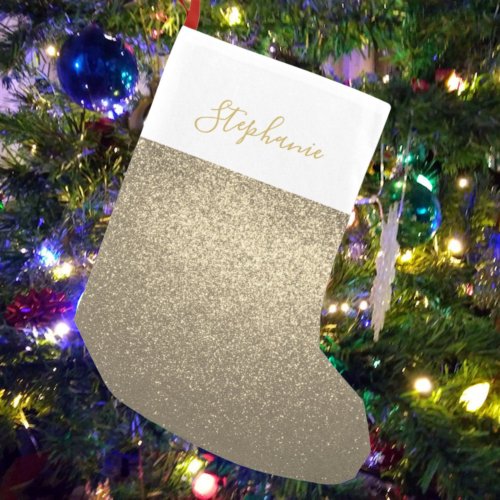 Custom Name Gold Glitter Small Christmas Stocking