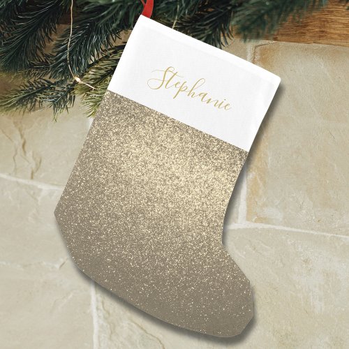 Custom Name Gold Glitter Small Christmas Stocking