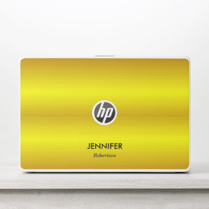Custom name gold gradient HP laptop skin
