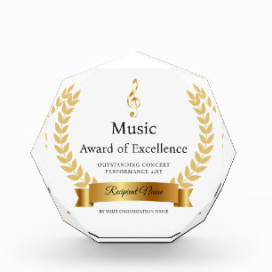 Custom Name Gold Music Excellence Musician Award
