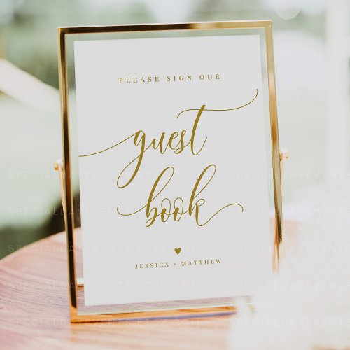 Custom Name Gold Script Guest Book Sign 8x10