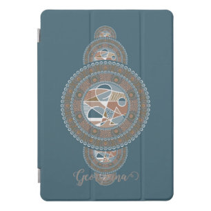 Custom Name Gold Teal Abstract Ornamental Mandala iPad Pro Cover