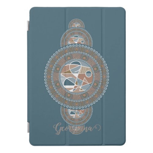 Custom Name Gold Teal Abstract Ornamental Mandala iPad Pro Cover