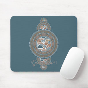Custom Name Gold Teal Abstract Ornamental Mandala Mouse Pad