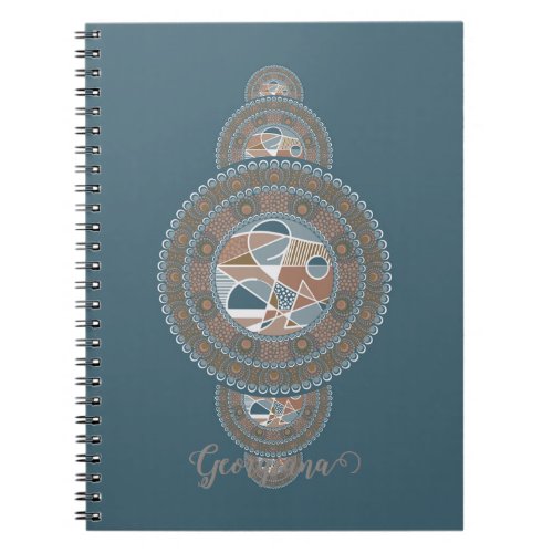 Custom Name Gold Teal Abstract Ornamental Mandala Notebook