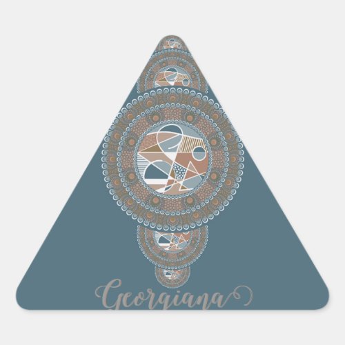 Custom Name Gold Teal Abstract Ornamental Mandala Triangle Sticker