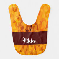 Custom name gold triangles pattern baby bib