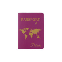 Custom Name Gold World Map - Wine