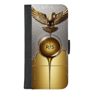 Custom Name Golden Eagle Dripping Liquid Metal iPhone 8/7 Plus Wallet Case