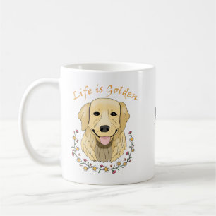 Custom Name Golden Retriever Dog Life is Golden Coffee Mug