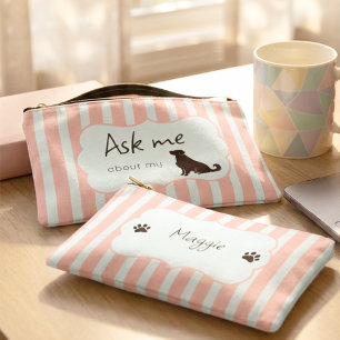 Custom Name Golden Retriever Dog Mom Striped Pouch