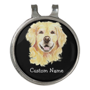 Custom Name Golden Retriever Dog Pet Animal Golf Hat Clip