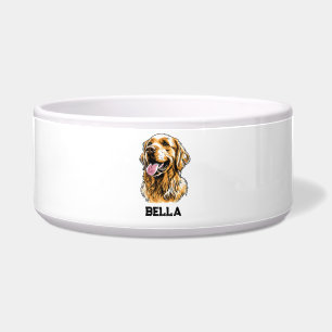 Custom Name Golden Retriever Dog Portrait Funny Bowl