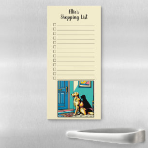 Custom Name Golden Retriever Pop Art Shopping List Magnetic Notepad