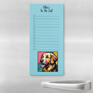 Custom Name Golden Retriever Pop Art To Do List Magnetic Notepad