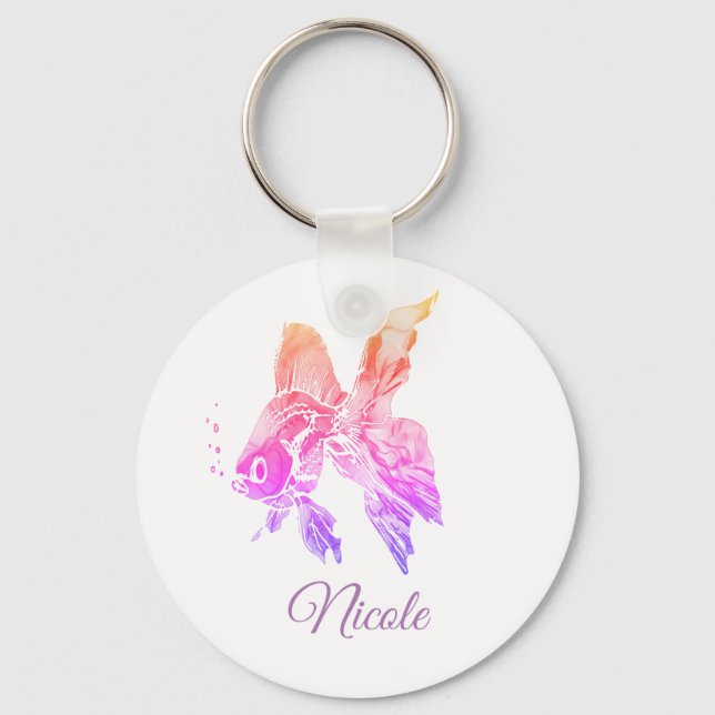 Custom Name Goldfish Pet Aquarium or pond Fish Keychain (Front)