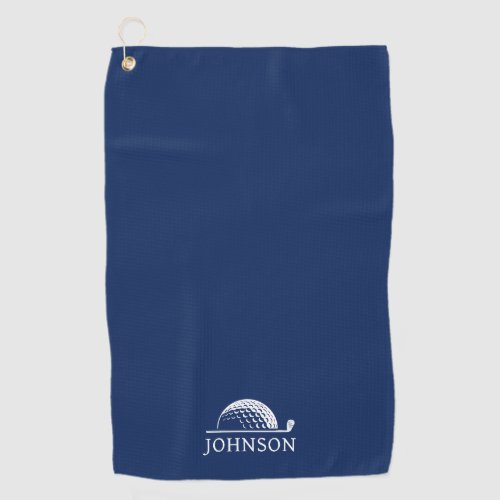 Custom Name Golf Ball Clubs Blue Golf Towel