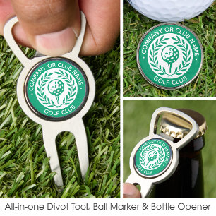 Custom Name Golf Ball Marker Divot Tool Green