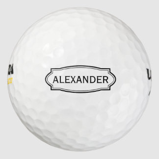 Custom name golf balls with elegant border frame