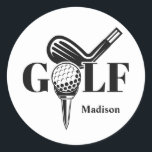 Custom Name Golf Classic Round Sticker<br><div class="desc">See my store for more golf items.</div>