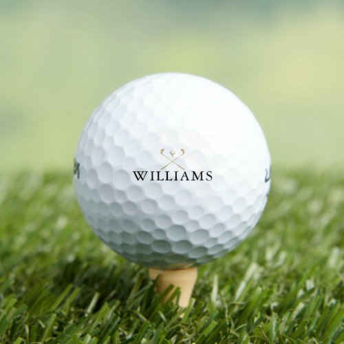 Custom Name Golf Clubs Black And Gold Golf Balls
