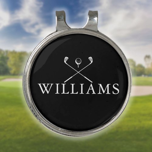 Custom Name Golf Clubs Black And White Golf Hat Clip