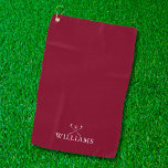 Custom Name Golf Clubs Burgundy Red Golf Towel<br><div class="desc">Personalize the name in classic typography to create a unique golf gift and keepsake for any golfer. Designed by Thisisnotme©</div>