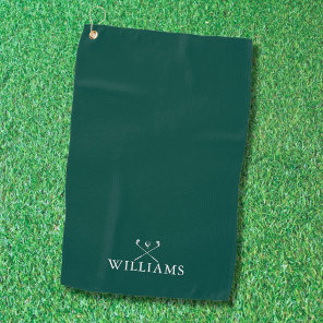 Custom Name Golf Clubs Emerald Green Golf Towel