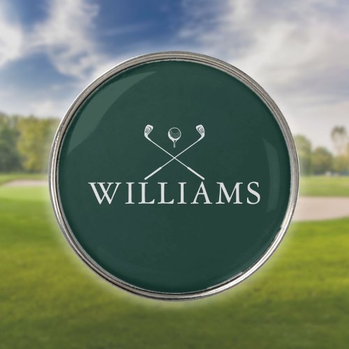 Custom Name Golf Clubs Modern Emerald Green Golf Ball Marker