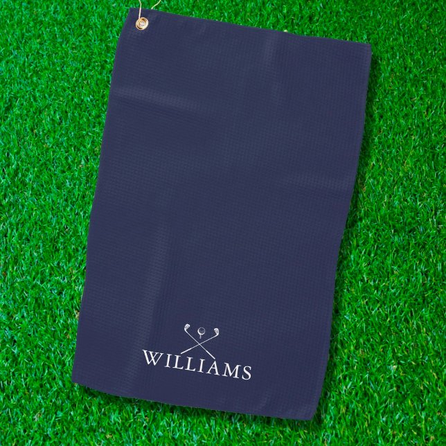 Custom Name Golf Clubs Navy Blue Towel (Creator Uploaded)