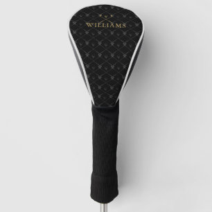 Custom Name Golf Clubs Pattern Black And Gold Golf Head Cover