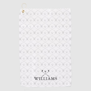 Custom Name Golf Clubs Pattern Black And White Towel