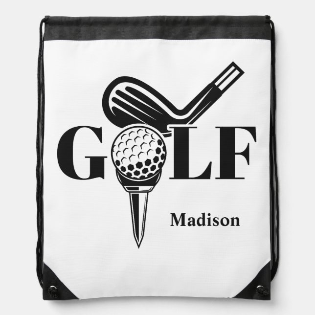 Custom Name Golf Drawstring Bag (Front)