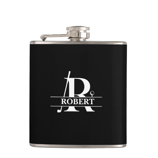Custom Name Golf Letter Vinyl Wrapped Flask (Front)