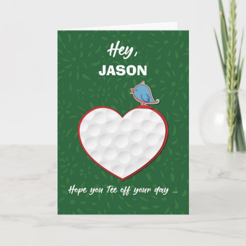 Custom Name Golf Sports Heart Valentine Preteen Card