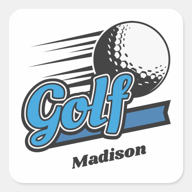 Custom Name Golf Square Sticker (Front)