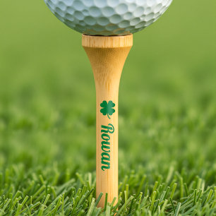 Custom Name Golf Tee Clover Shamrock Green
