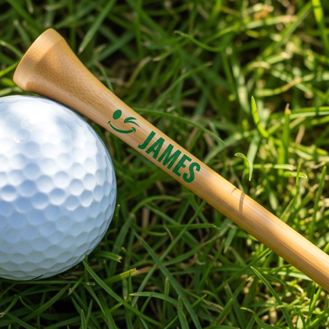 Custom Name Golf Tee Winking Emoji Fun Green (Creator Uploaded)