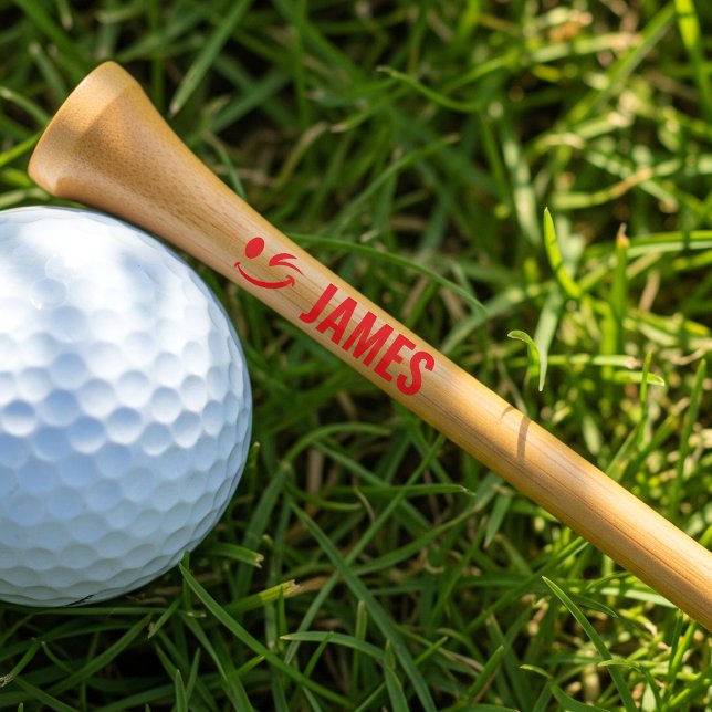 Custom Name Golf Tee Winking Emoji Fun Red (Creator Uploaded)