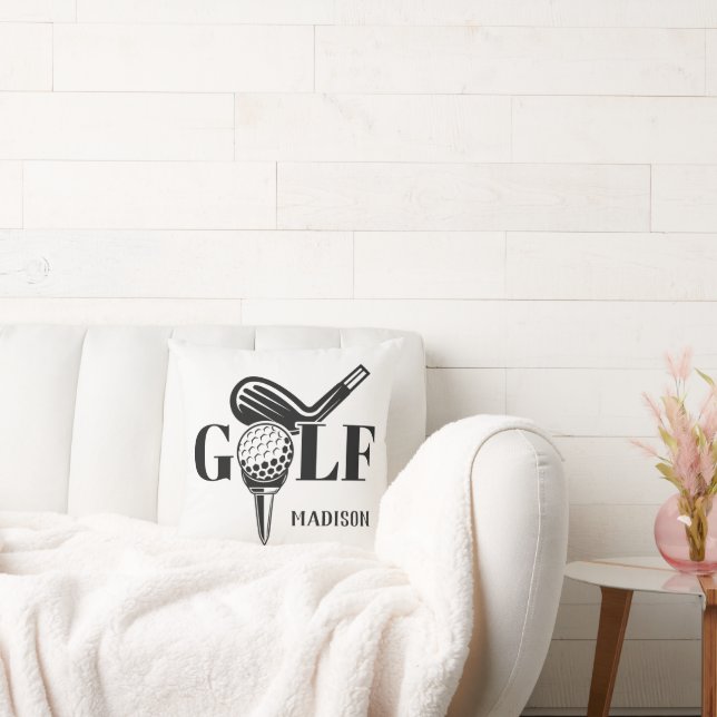 Custom Name Golf Throw Pillow (Couch)