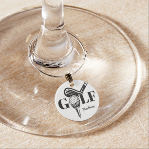Custom Name Golf Wine Charm