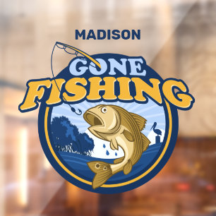 Custom Name Gone Fishing Window Cling