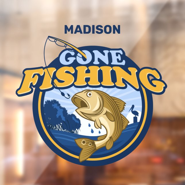Custom Name Gone Fishing Window Cling (Sheet 2)