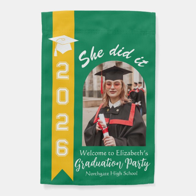 Custom Name Graduation 2026 Celebration Party Garden Flag (Front)